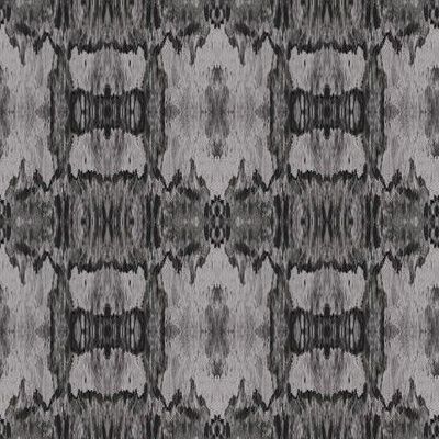 Mirrored grey and black watercolor shapes forming a symmetrical, architectural repeat.